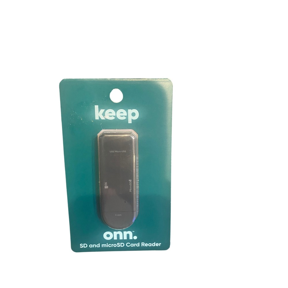 onn SD and microSD Card Reader USB-C USB Micro-USB Adapter 100012760 Black